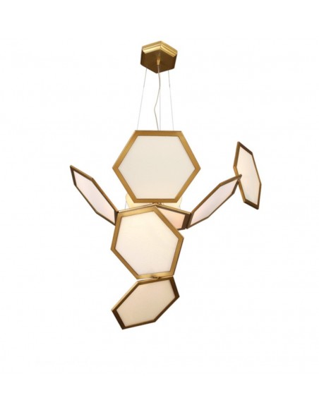 Lámpara colgante de latón con hexágonos y cristal – Ramie – MYO