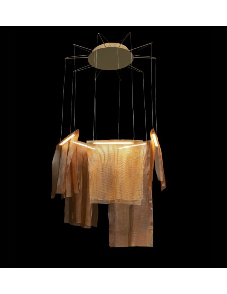 Lámpara colgante LED de metal acabada en oro con 5 luces 2800K – Sicilia – MYO