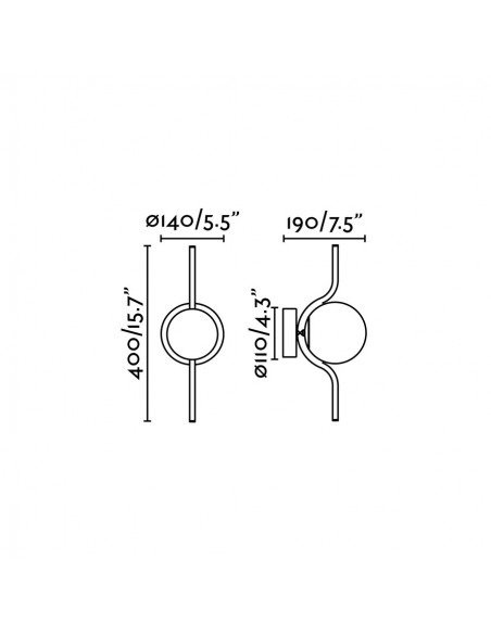 Aplique de pared estructura oro con difusor de cristal – Le Vita - Faro