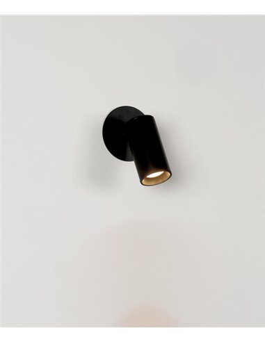 Aplique de pared LED Ø 4 cm y 9,7 cm de alto de acero con base circular en 2 acabados orientable y regulable – Haul - Milán