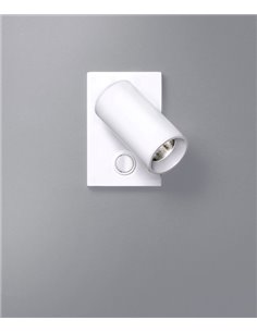 Aplique de pared LED Ø 4 cm y 11,7 cm de alto de acero con base rectangular en 2 acabados orientable y regulable 2700K - Milán