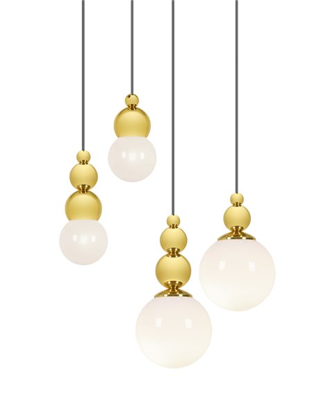 Colgante de techo Spheres – Pedret – En latón pulido o satinado Ø 12 cm+16 cm