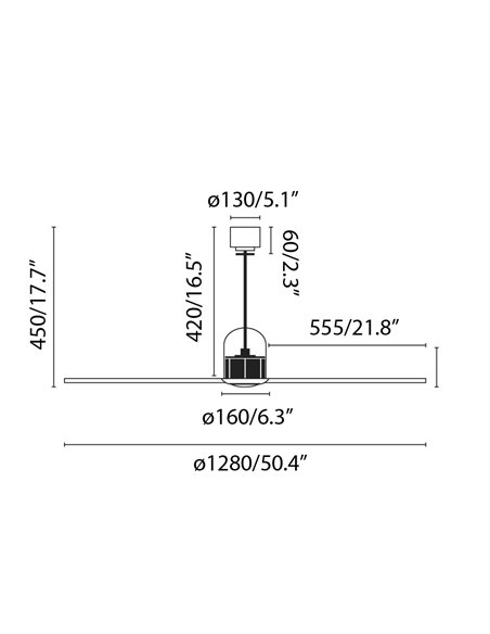 Ventilador de techo negro/madera sin luz y motor DC Copper - Faro