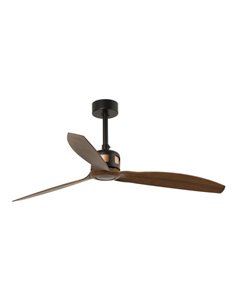 Ventilador de techo negro/madera sin luz y motor DC Copper - Faro 2