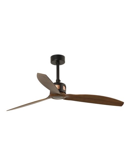 Ventilador de techo negro/madera sin luz y motor DC Copper - Faro