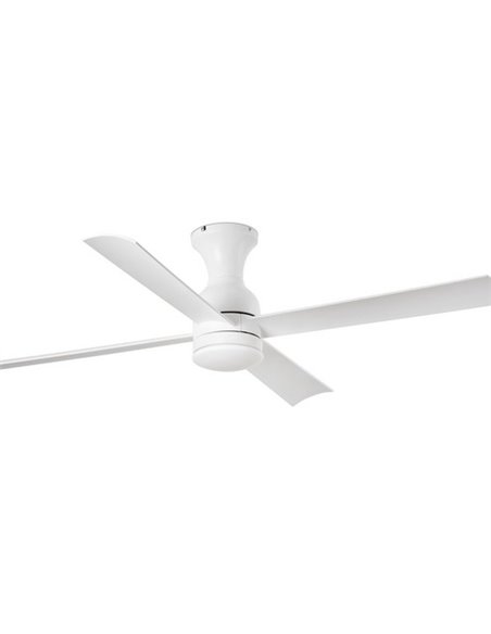Ventilador de techo con luz y cuatro palas blanco con motor DC Fraser - Faro