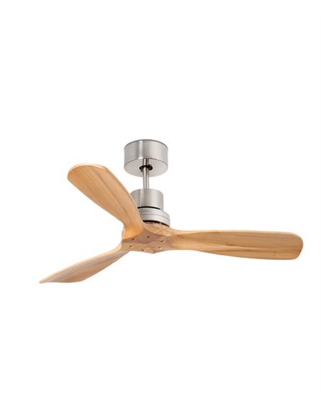 Ventilador de techo con 3 palas sin luz y motor DC niquel mate/pino Mini Lantau - Faro