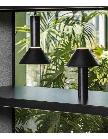 Lámpara portátil negra Fuji – Faro – IP44 con batería recargable, brillo ajustable, táctil