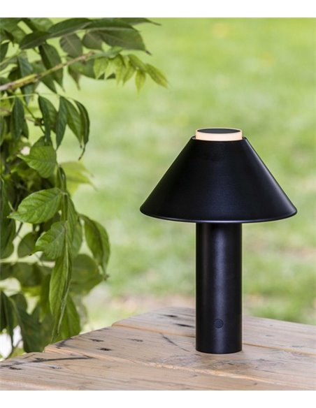 Lámpara portátil negra Fuji – Faro – IP44 con batería recargable, brillo ajustable, táctil