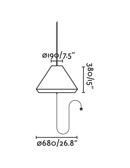 Lámpara portátil y colgante de exterior Saigon – Faro – Mimbre sintético, 103 cm 