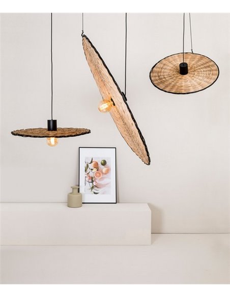 Lámpara colgante Costas – Faro – De ratán, 60-100 cm