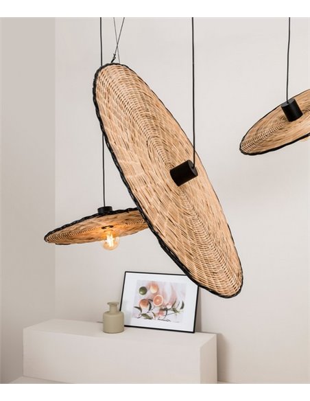 Lámpara colgante Costas – Faro – De ratán, 60-100 cm