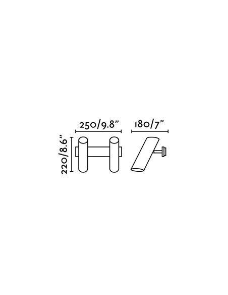 Aplique de pared Link – Faro – 2 luces, Acero blanco/negro