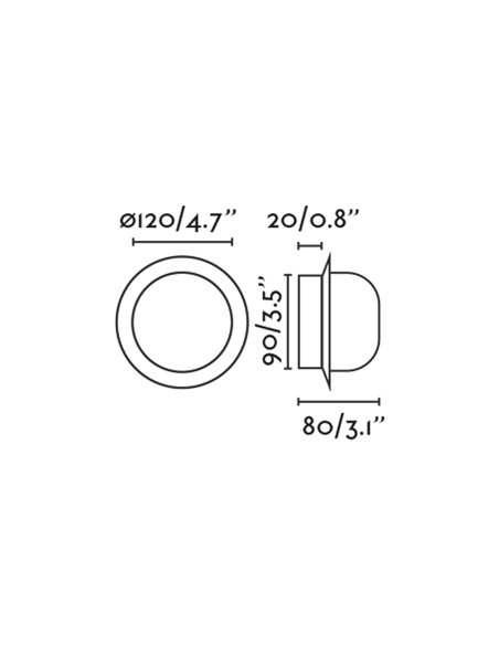 Aplique de pared baño May – Faro – Ø 12 cm, Acero, LED 2700K