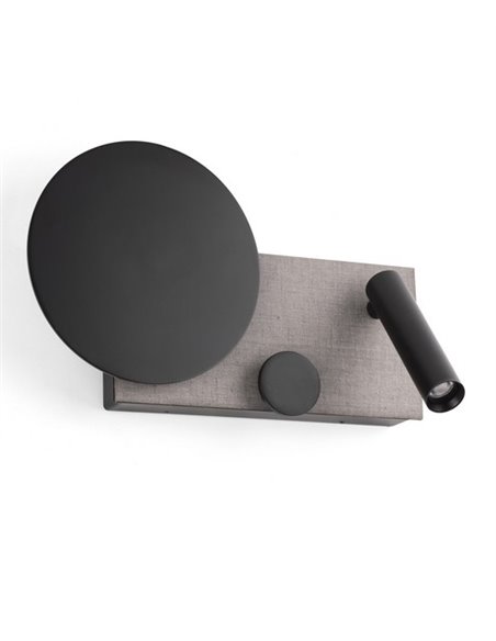 Lámpara aplique izquierdo con lector Klee – Faro – Acero gris, Atenuable, COB LED 2700K