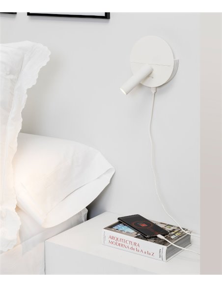 Aplique de pared con lector Duas – Faro – USB, LED 2700K