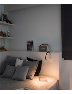 Lámpara con lector Leser – Faro – Flexo LED 3000K, Negro+Níquel mate