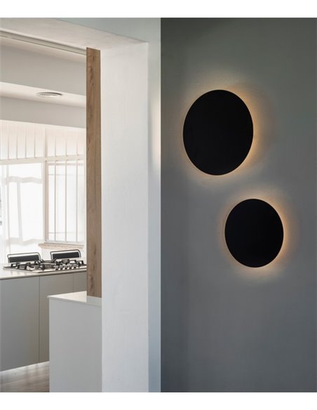 Aplique de pared Board – Faro – Lámpara Redonda, Negra, Ø 35 cm-Ø 45 cm