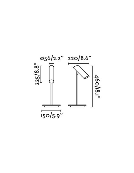 Lámpara de mesa Link – Faro – Lámpara minimalista, Blanco+Negro+Bronce