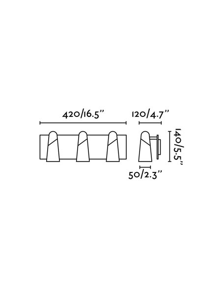 Aplique de pared Lao – Faro – 3 luces, LED 3000K