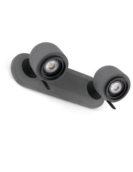 Aplique de pared Stone – Faro – Lámpara de cemento, 2 luces, Lector GU10
