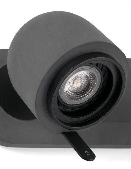 Aplique de pared Stone – Faro – Lámpara de cemento, 2 luces, Lector GU10