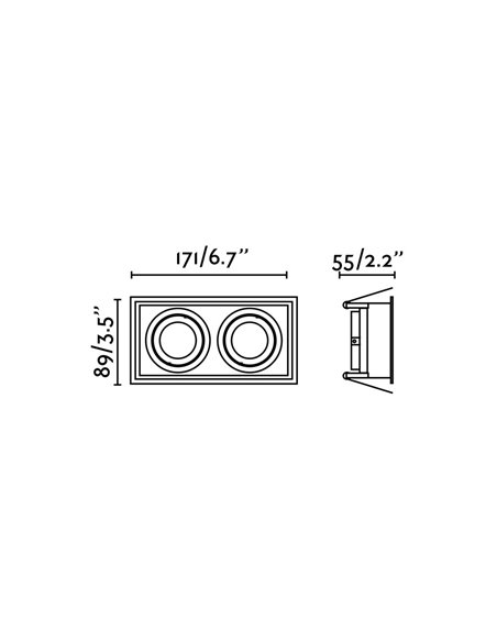 Lámpara empotrable Hyde – Faro – Lámpara 2 focos, GU10, 17.1 cm