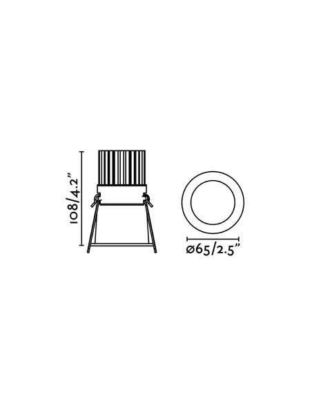 Lámpara empotrable Fox – Faro – Downlight blanco LED 2700K, Ø 6.5 cm