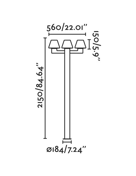Farola de exterior Mistu – Faro – Lámpara 3 luces, Gris oscuro, 215 cm