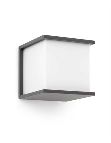Aplique de pared de exterior Kubick – Faro – Aluminio gris, IP44, E27