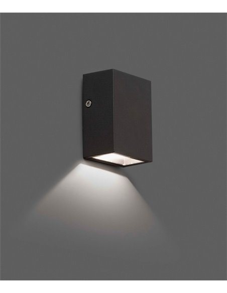Aplique de pared de exterior Canon – Faro – Aluminio, LED 3000K, 8.5 cm
