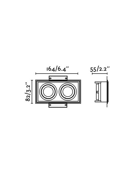 Lámpara empotrable Hyde – Faro – Sin marco, 2 luces, GU10