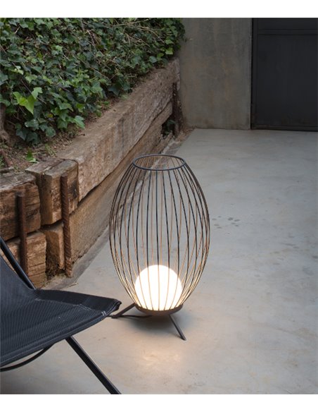Lámpara de exterior portátil Cage – Faro – Lámpara tipo jaula negra, IP65, 57 cm