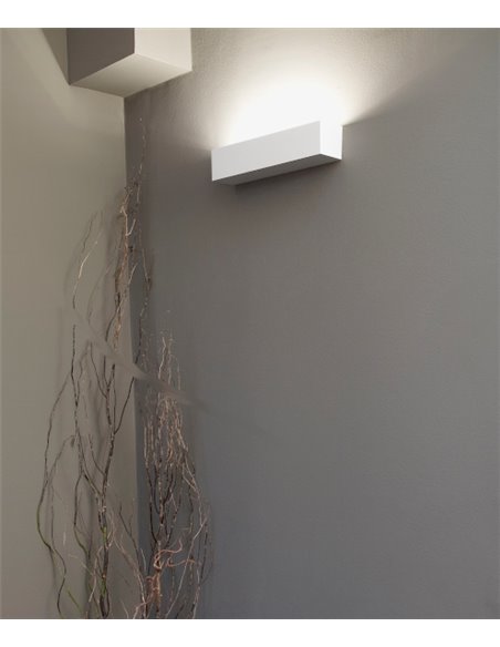 Aplique de pared Eaco – Faro – Lámpara rectangular de yeso, Blanco, 35.3 cm