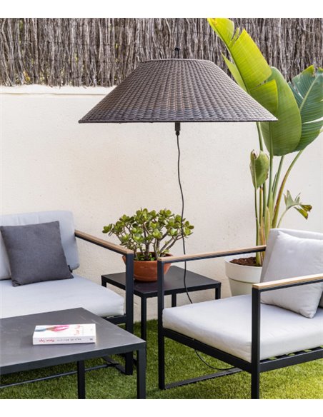 Lámpara portátil y colgante de exterior Saigon – Faro – Mimbre marrón, 103 cm