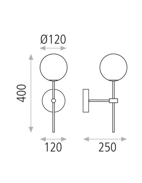 Aplique de pared Doris – ACB – Lámpara bola, G9 
