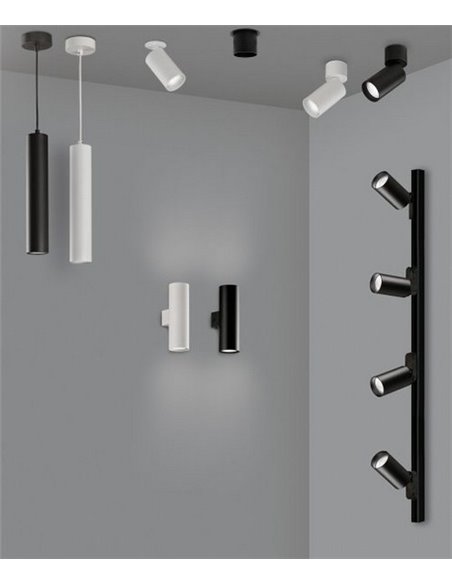Aplique de pared Zoom – ACB – 2xGU10, Aluminio blanco-negro