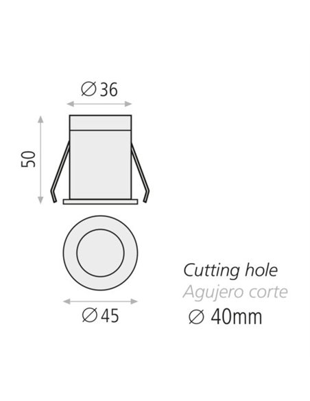 Downlight de techo Dot – ACB – Aluminio blanco/negro, LED 3000K, Ø 4,5 cm