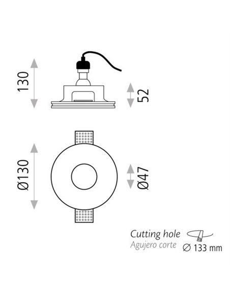Foco de techo empotrable trimless Gamma – ACB – Downlight escayola