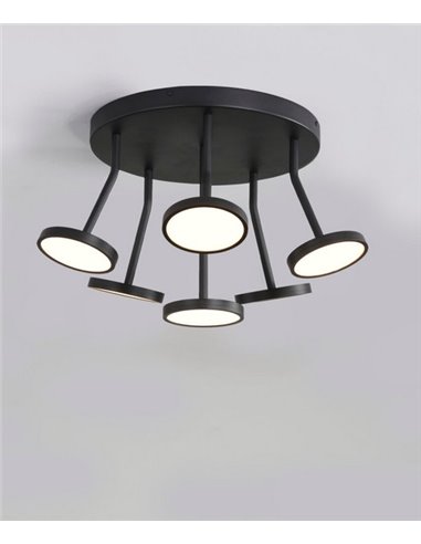 Plafón de techo Corvus – ACB – Lámpara de techo 6 luces, negra, LED 3000K 