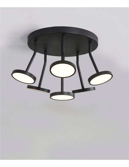 Plafón de techo Corvus – ACB – Lámpara de techo 6 luces, negra, LED 3000K 