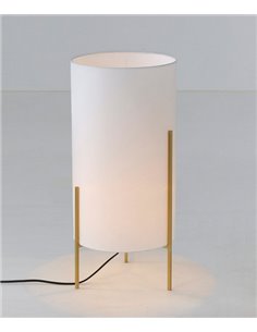 Lámpara de mesa Naos - ACB - Lámpara decorativa con pantalla cilíndrica textil blanca 2