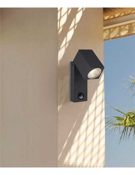 Aplique de pared para exterior Cala - ACB Lámpara de pared gris, Sensor de movimiento