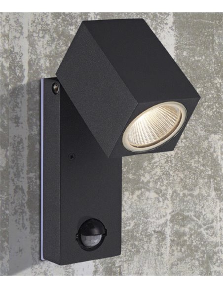 Aplique de pared para exterior Cala - ACB Lámpara de pared gris, Sensor de movimiento