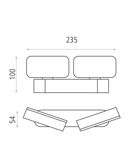 Aplique de pared de exterior Kansas – ACB – Lámpara de pared negra, 2 luces, LED 3000K