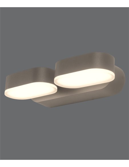 Aplique de pared de exterior Kansas – ACB – Lámpara de pared negra, 2 luces, LED 3000K