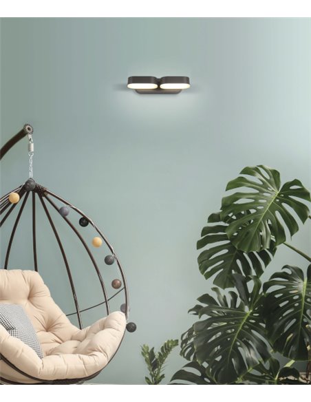 Aplique de pared de exterior Kansas – ACB – Lámpara de pared negra, 2 luces, LED 3000K