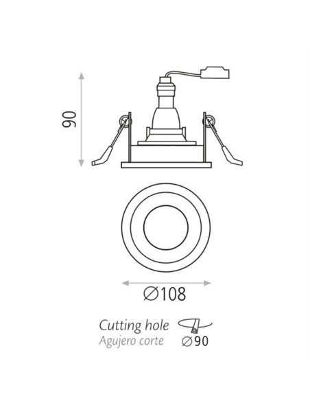 Foco empotrable Musca – ACB – Downlight blanco, 1xGU10, 9 cm