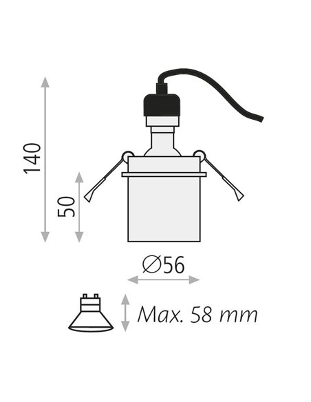 Foco de techo empotrable mini Zoom – ACB – Ø 5.6 cm, 1xGU10