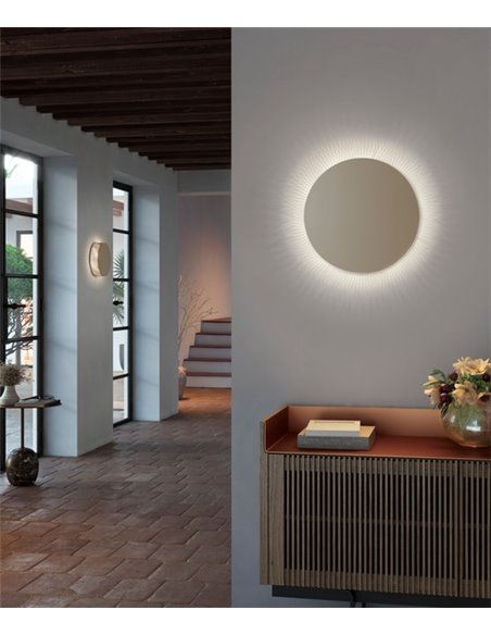 Aplique de pared Helios – Bover – Lámpara redonda, Metal marrón roble, LED 2700K, Regulable Triac